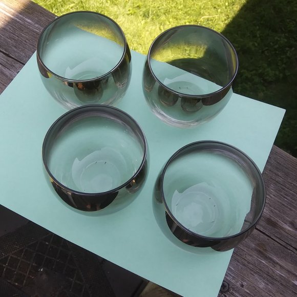 Mid century modern silver fade rolly polly glasses Four glasses set A - Picture 13 of 16